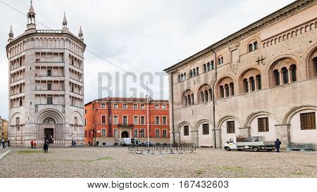 Baptistery And Bishop Palace On Piazza Del Duomo