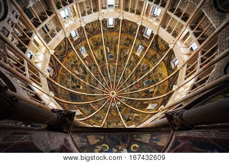 Decorated Ceiling Of Baptistery In Parma City