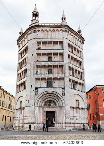 Facade Of Baptistery In Parma City