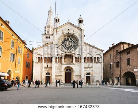 View Of Corso Duomo And Cathedral In Modena City