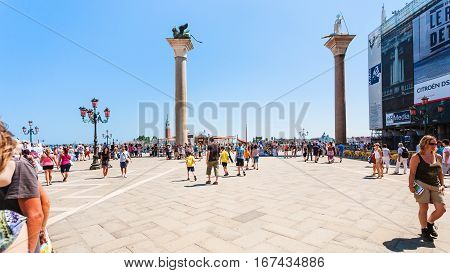 Tourist On Piazza San Marco In Venice