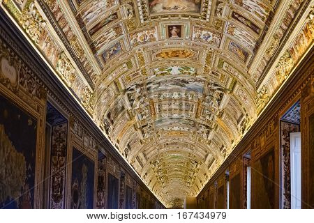Ceiling Of Maps Gallery In Vatican Museum