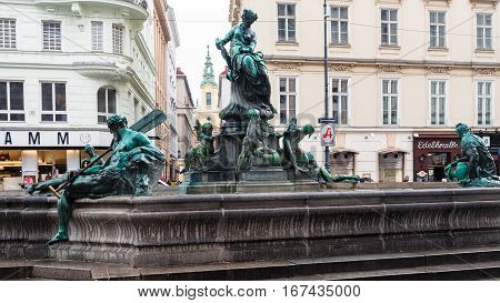 Donnerbrunnen Fountain On Neuer Markt In Vienna