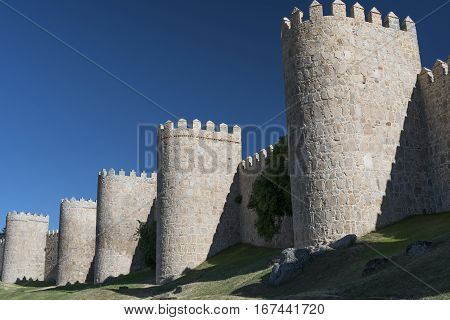 Avila (Castilla y Leon Spain): the famous medieval walls surrounding the city