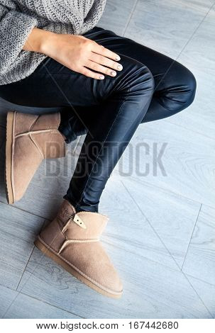 Stylish gray manicure with overflowing Fashion hands fingers