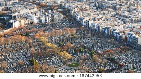 Above View Of Montparnasse Cemetery In Paris
