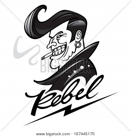 Rebel with a cool hairstyle, in leather jacket