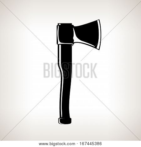 Axe, Silhouette Modern Hatchet on a Light Background, Agricultural Tool Ax ,Garden Equipment ,Black and White Illustration