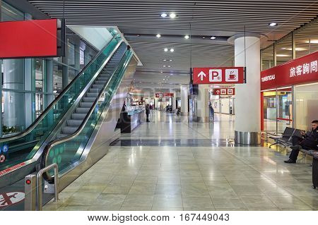 MACAO, CHINA - CIRCA FEBRUARY, 2016: inside Macau International Airport Terminal.