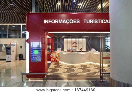 MACAO, CHINA - CIRCA FEBRUARY, 2016: inside Macau International Airport Terminal.