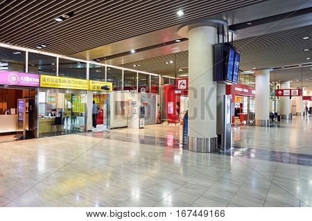 MACAO, CHINA - CIRCA FEBRUARY, 2016: inside Macau International Airport Terminal.