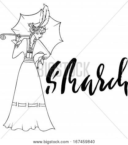 Retro party invitation card. Vintage style. 8 March. Vector illustration