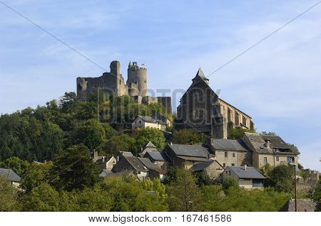 Castle and Church of Najac Aveyron France