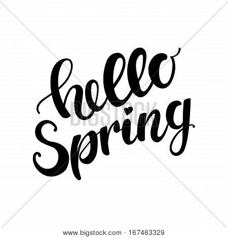 Hello Spring Lettering on background. Vector typography