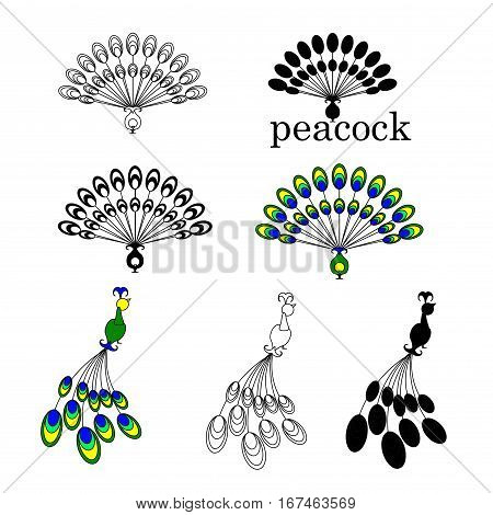 Vector image of a peacock. Emblem and symbol. Business logo