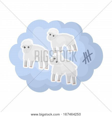 Count sheep icon in cartoon design isolated on white background. Sleep and rest symbol stock vector illustration.