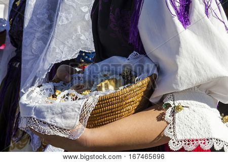 CAGLIARI, ITALY - October 29, 2016: Invitas waterfront Porto Sardinia traditions performances and food - Sardinia