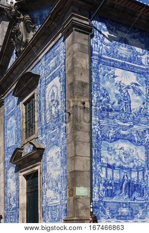 Capela das Almas church and its walls which are covered with tilesOportoPortugal