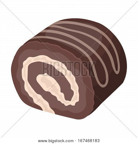 Chocolate roulade icon in cartoon design isolated on white background. Chocolate desserts symbol stock vector illustration.