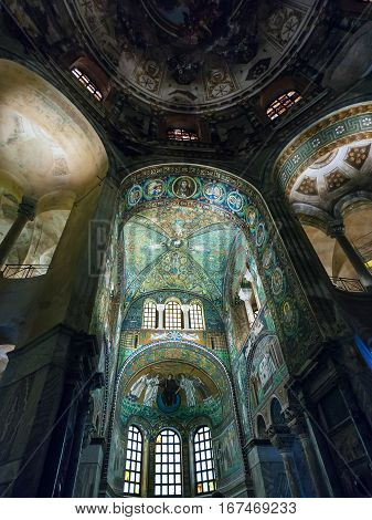 Interior Of Basilica San Vitale In Ravenna City