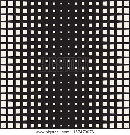 Stylish Minimalistic Halftone Grid.. Abstract Geometric Background Design. Vector Seamless Black and White Pattern.