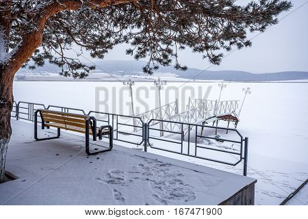 Frozen Bazaleti Lake, Panorama, Dusheti, Georgia