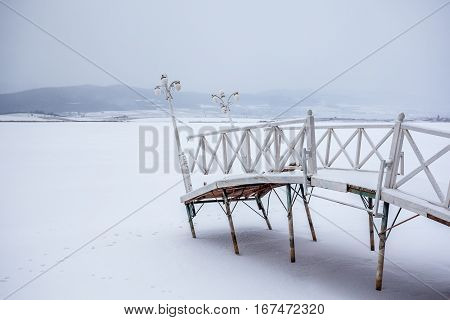 Frozen Bazaleti Lake, Panorama, Dusheti, Georgia