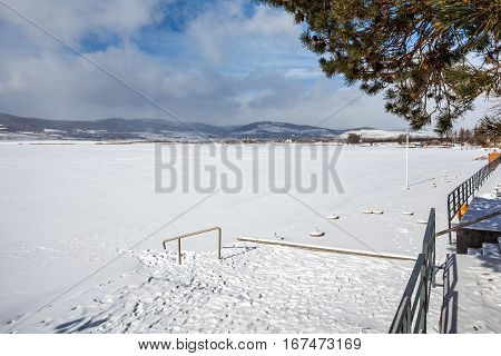 Frozen Bazaleti Lake, Panorama, Dusheti, Georgia