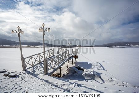 Frozen Bazaleti Lake, Panorama, Dusheti, Georgia