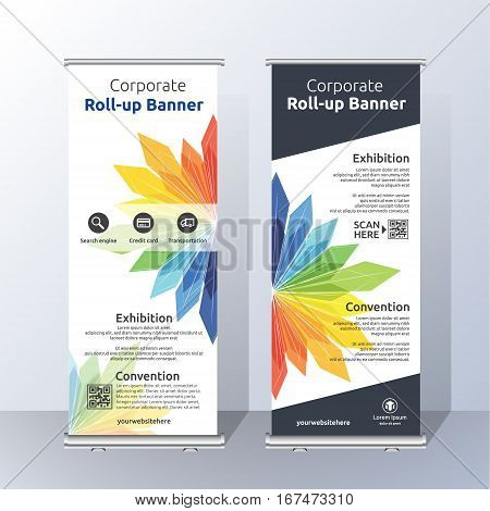 Vertical Roll Up Banner Template Design for Announce and Advertising. Abstract floral Color Layout Template. Vector illustration