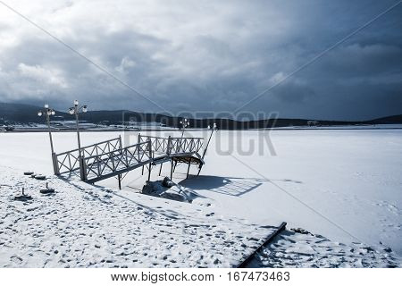 Frozen Bazaleti Lake, Panorama, Dusheti, Georgia