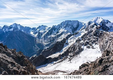 Panoramic view on the mountains from the height of bird's flight
