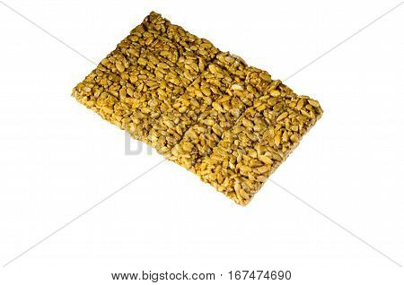 Brittles with sunflower seeds isolated on a white background