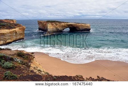 London Arch (formerly London Bridge) is an offshore natural arch formation in the Port Campbell National Park Australia. The arch is a significant tourist attraction along the Great Ocean Road.