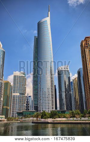 View On The Jumeirah Lakes Towers Skyscrapers. Dubai, Uae.