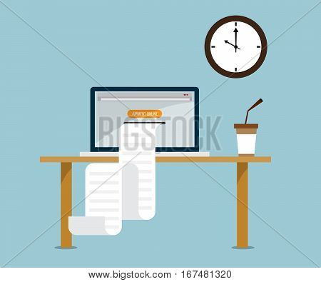 print payment online bill from laptop vector illustration