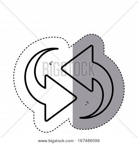 sticker silhouette arrows update in opposite directions vector illustration
