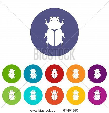 Chafer beetle set icons in different colors isolated on white background