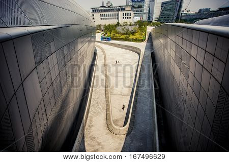 Seoul South Korea - 31 May 2013: Dongdaemun Design Plaza designed by Zaha Hadid in Seoul South Korea