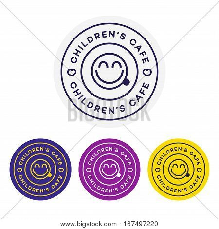 Childrens cafe logo for corporate identity design. Restaurant cafe set card, flier, menu, package, uniform design set. Stock vector
