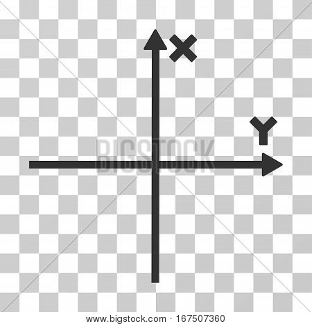 Cartesian Axes vector icon. Illustration style is flat iconic gray symbol on a transparent background.