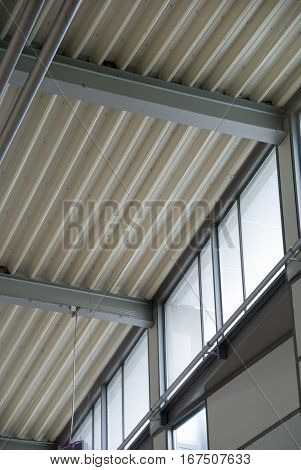 Corrugated hi bond steel profile forming a ceiling