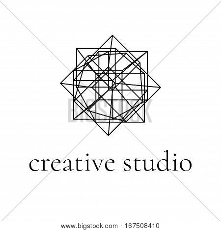 Abstract geometric logo. Line design, vector isolated. Trendy hipster icon. Line design element. Line figure. Linear symbol.