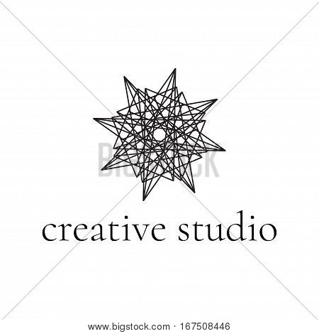 Abstract geometric logo. Line design, vector isolated. Trendy hipster icon. Line design element. Line figure. Linear symbol.