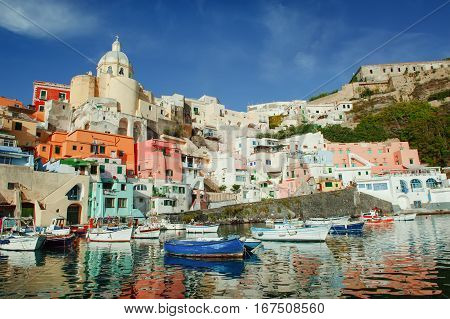 Procida colorful island in the gulf of Naples Mediterranean sea Southern Italy