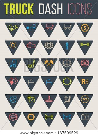 Colorful icon set of thirty for truck dashboards 6