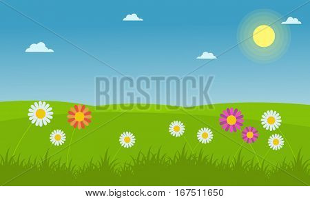 Landscape of flower spring vector collection stock