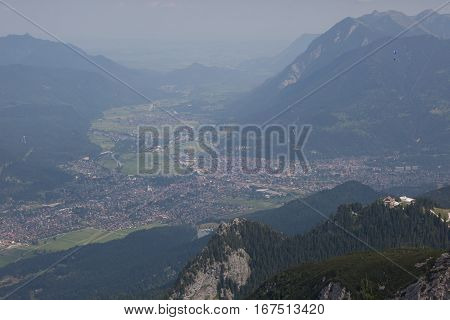 Stunning views of Garmich from the top of Zugspitze