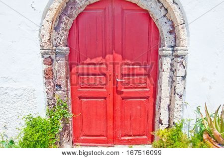 Detail Of Cave Housed Architecture In Oia Town On The Island Of Santorini (thera) In Greece.