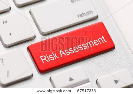 risk assess assessment project market keyboard button keypad caution issue critical solving concept - stock image